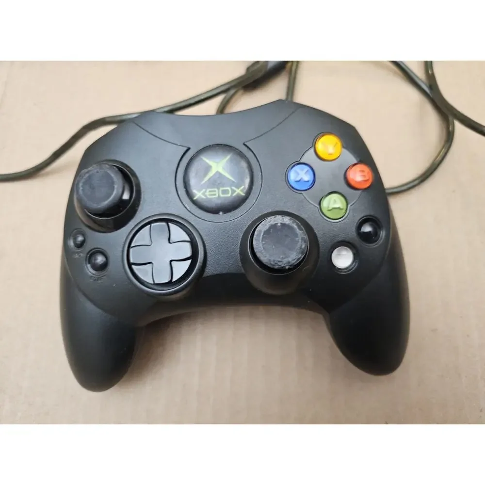 Original Xbox OEM S Type Black Controller - For Parts or Repair